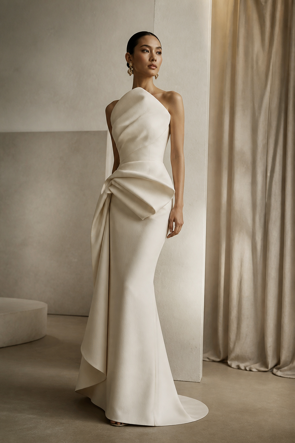 Architectural ivory gown from the Ivory Line