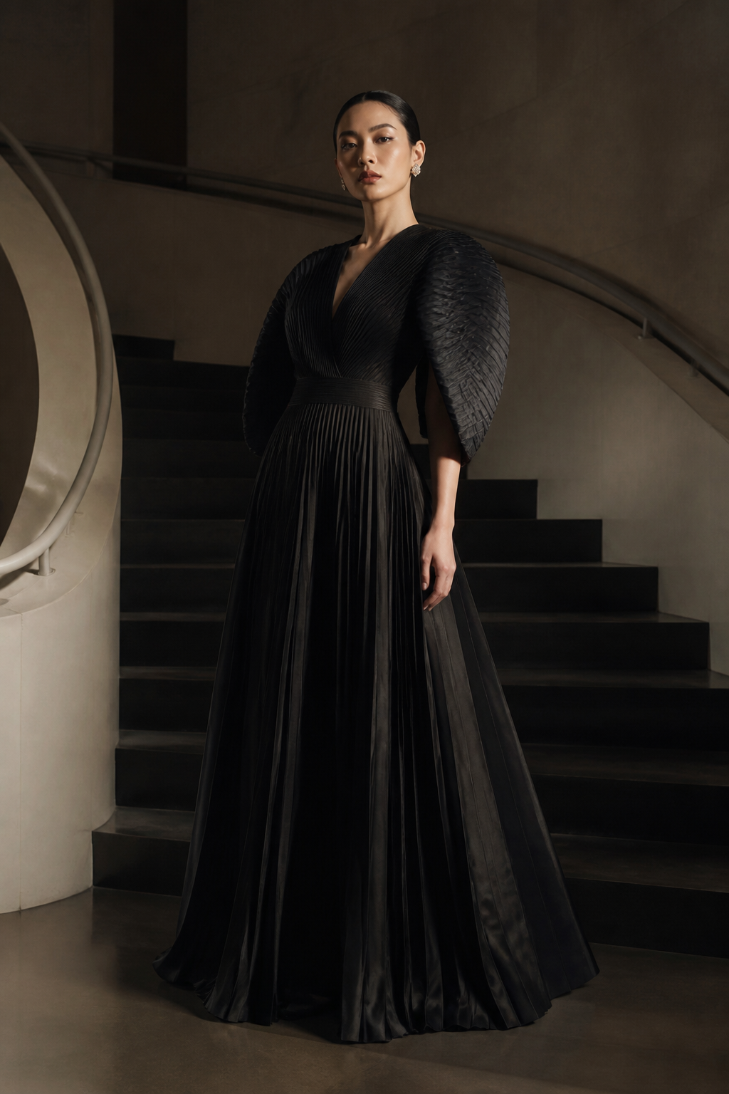 Pleated black gown from Evening Form